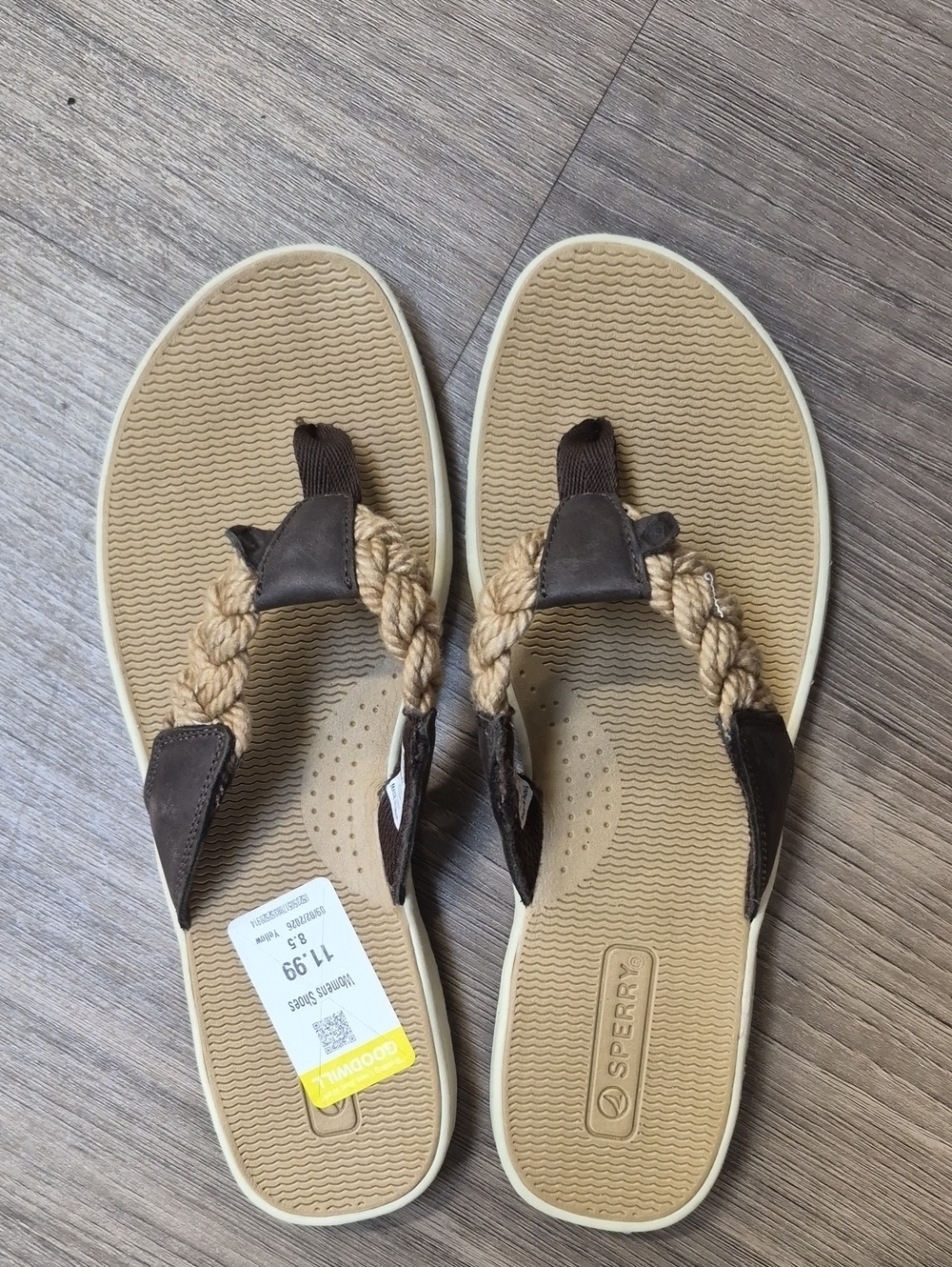 Sperry Women’s Beige Braided Toe-Post Sandals